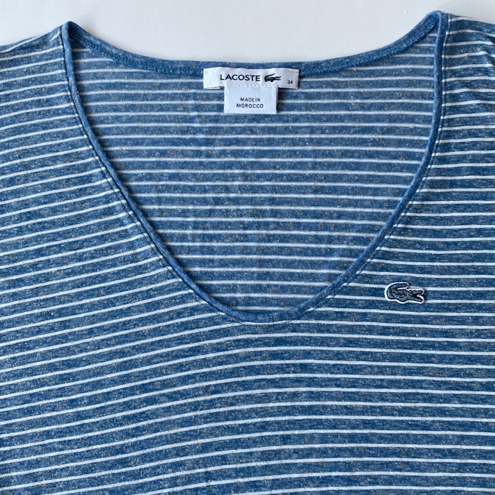 Lacoste V Neck Striped Top